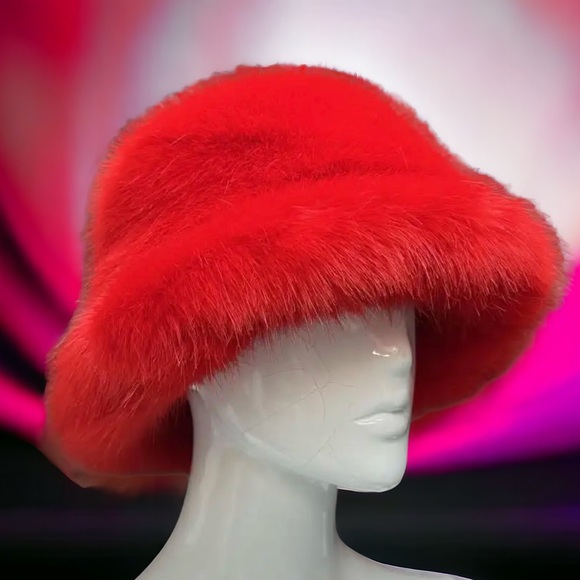 Men’s Green Animal Print Faux Fur Costume Y2K Rave Fuzzy Furry Bucket Hat - Picture 6 of 6